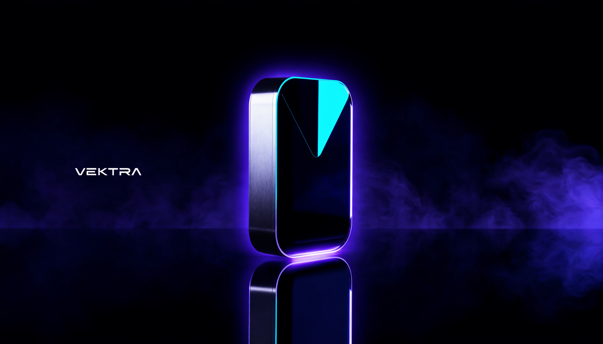 Produit conceptuel VEKTRA NODE en verre noir et chrome