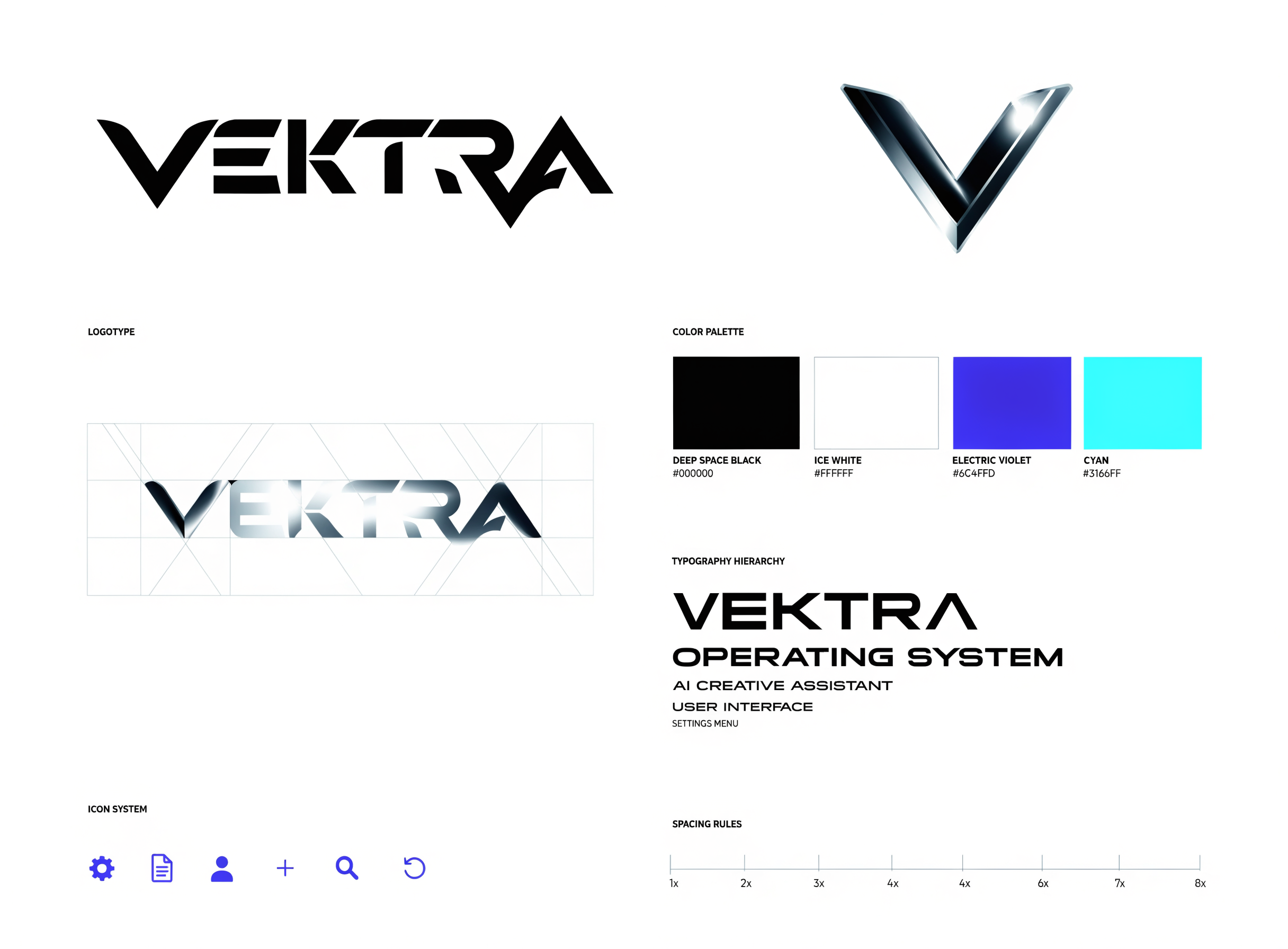 Planche du système d’identité visuelle VEKTRA